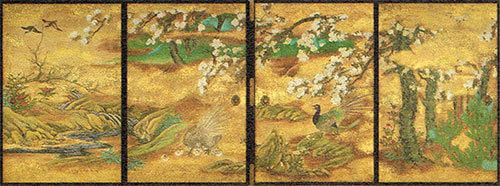 狩野派≪春景花鳥図襖≫